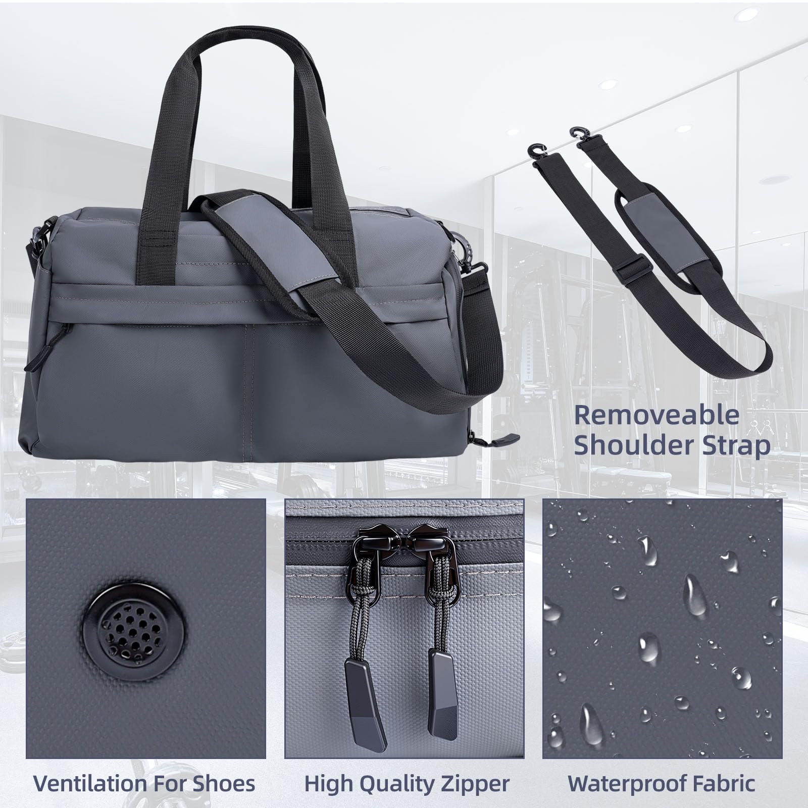 Bolsa de gimnasio para mujeres/hombres con compartimento para zapatos, pequeña bolsa de deporte con bolsillo húmedo, bolsa de lona impermeable para fin de semana, bolsa de entrenamiento