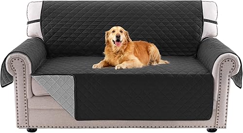 Miniatura 31 de PrinceDeco Funda de sofá reversible lavable para sofá de 2 plazas, protector de muebles con correas elásticas para mascotas, niños, perros y gatos