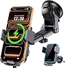 MOKPR Car Phone Holder Wireless Charger, 15W Phone Holder For Car With Charger[Auto Clamping] Dashboard Windshield Air Vent for iPhone 17/16/15/14/13/12&Samsung S26/S25/S24/S23/S22(Black)