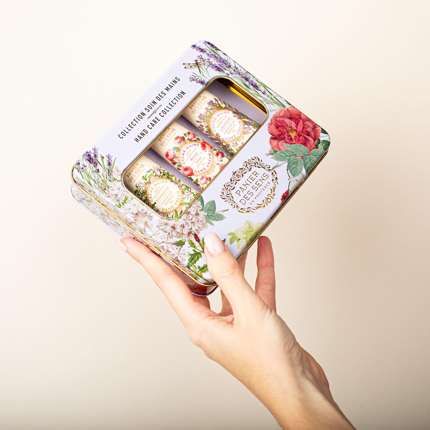 Panier des Sens - Coffret Cadeau Femme - Trio Creme Main Hydratante Lavande, Rose & Verveine - Idée Cadeau Femme Made in France - Coffret - 97% d'Ingrédients Naturels - 3x30ml