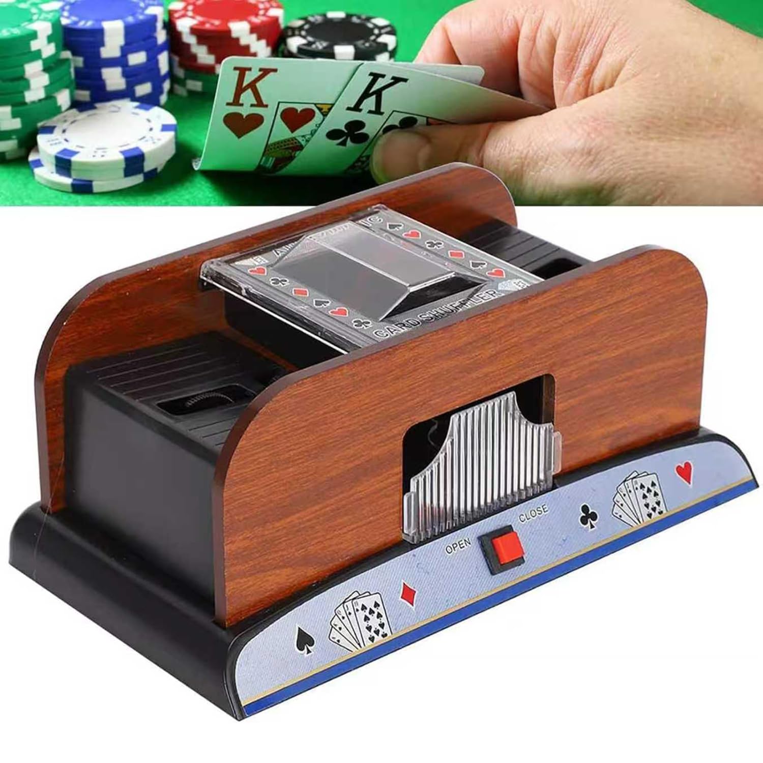 COYEUX Machine Électrique pour Croupier, Mélangeur De Cartes, Machine Automatique À Rotation À 360° pour Séparer Les Cartes, pour Le Blackjack, Le Texas Hold'em