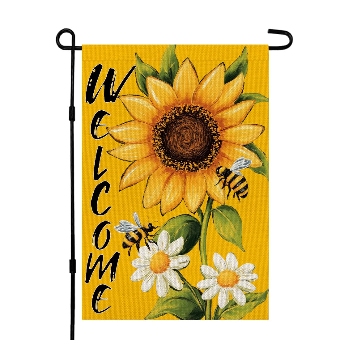 CROWNED BEAUTY Garden Flag Sunflower Double Sided 12x18 Summer Decor for Outside Yard (Yellow))