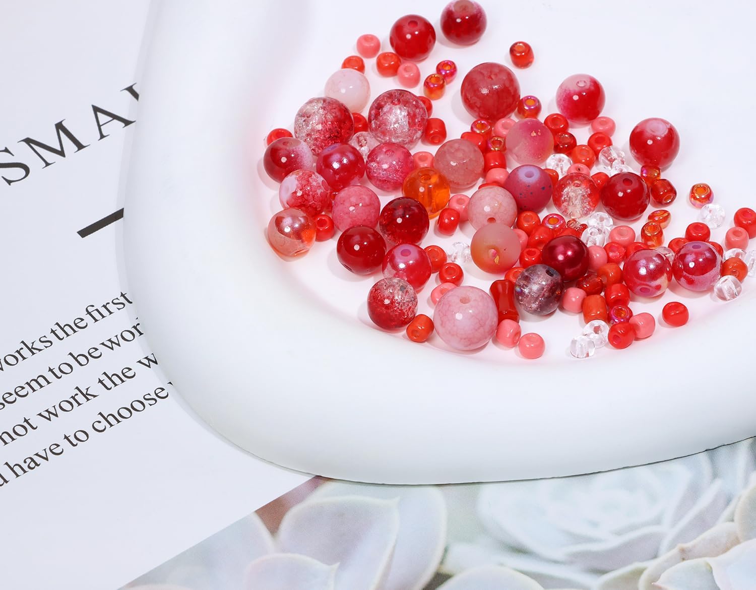 Mixed Craft Beads 30g(90-120Pcs) Glass Round Beads 3-12mm Small Loose Spacer Beads for DIY Bracelets Necklace Earring Jewelry Making (Red) - Image 2