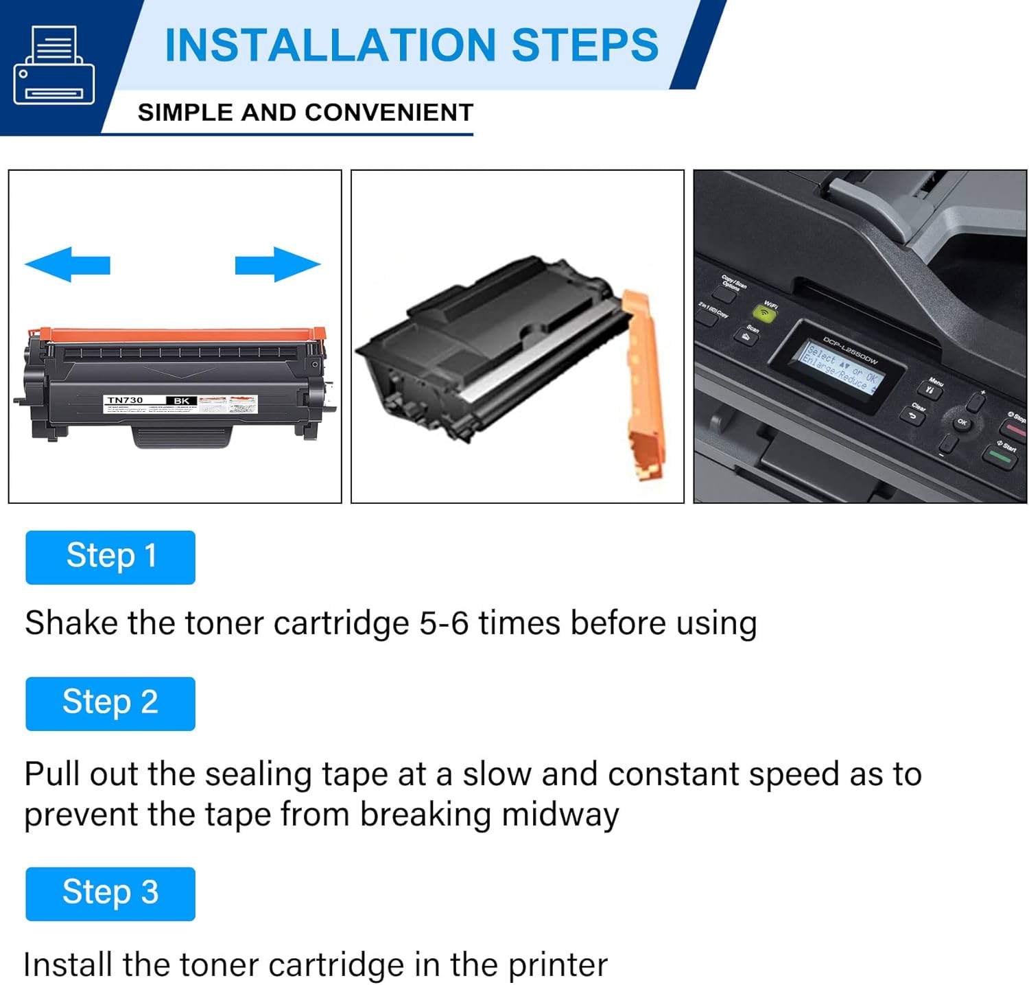 TN730 Toner Cartridge Compatible 1 Pack TN-730 Black Replacement for Brother TN730 TN-730 for Brother DCP-L2550DW MFC-L2710DW L2750DW L2750DWXL HL-L2350DW L2370DW L2370DWXL L2390DW L2395DW Printer