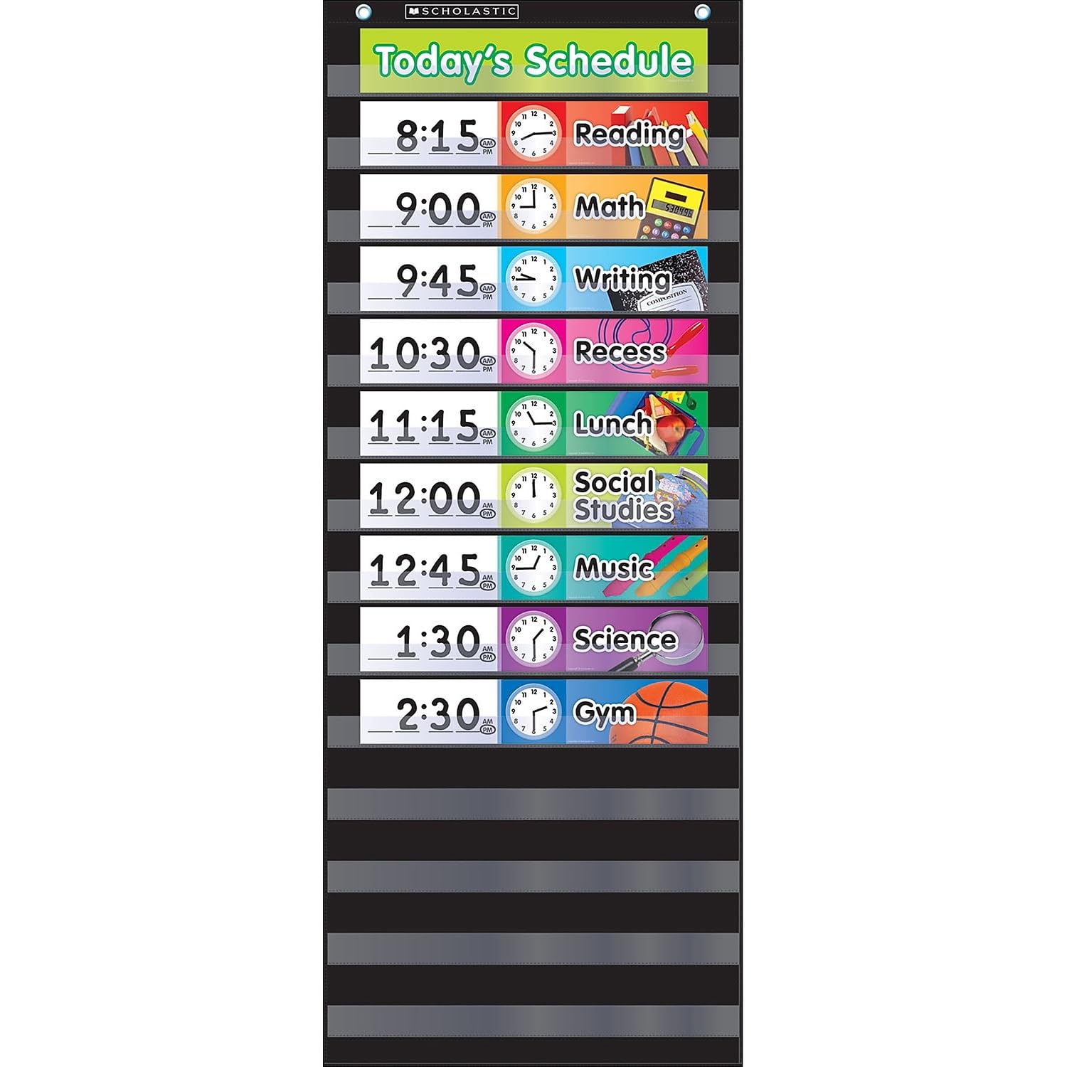 Scholastic Classroom Resources Pocket Chart Daily Schedule, Black (SC583865)