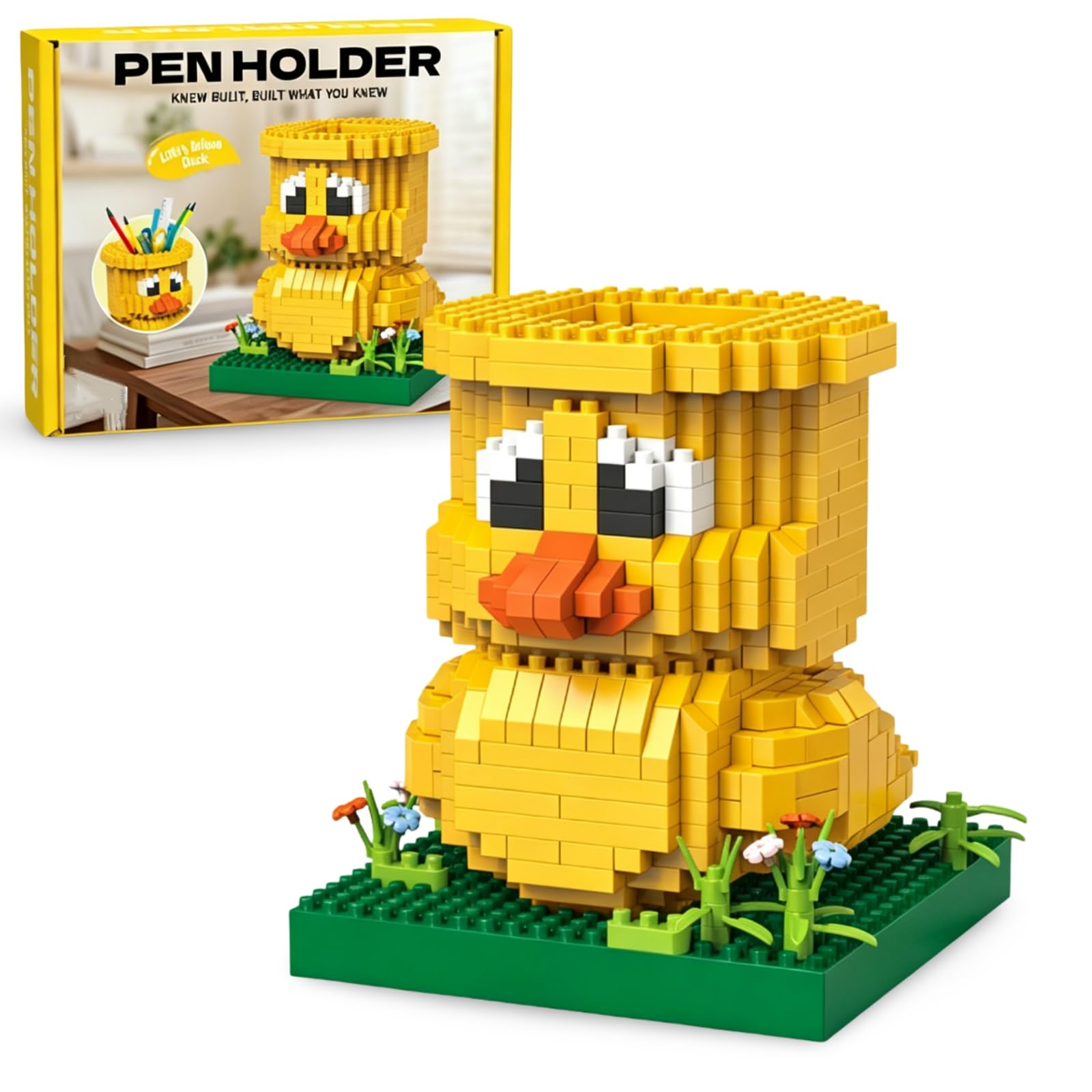 Yellow Duck Pen Holder Building Blocks Set, 640 PCS Holder Bricks Model