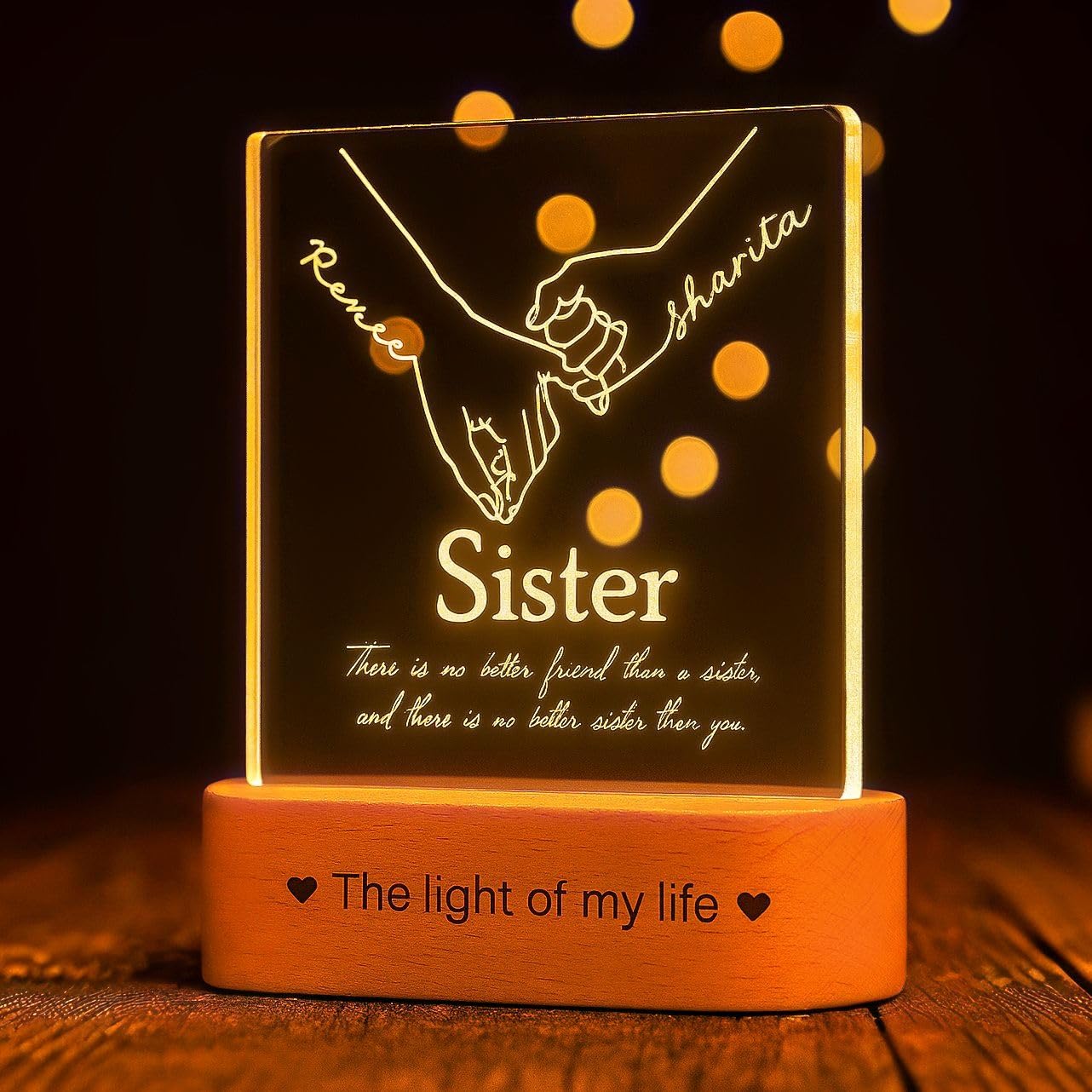 ZOCI VOCI Acrylic Personalized Engraved LED Lamp -Rakhi Gift for Brother and Sister Or Siblings | Unique Gift for Rakhi (Sister Love), Multicolor