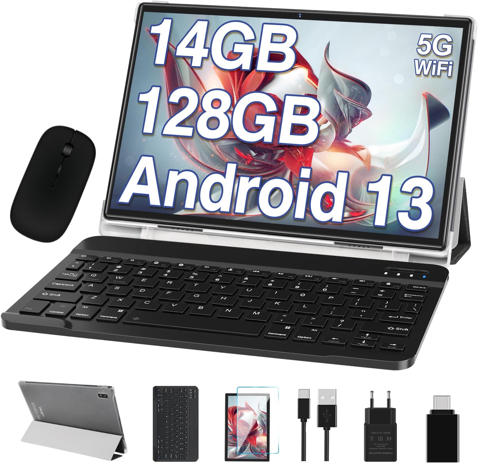 ZIOVO Tablet 2023 Tablet Android 13 De 10.1 Pulgadas, 14 GB 128 GB Expansion De 512 Gb Octa Core Tabletas 2 En 1 Con Teclado 1280 X 800 8000