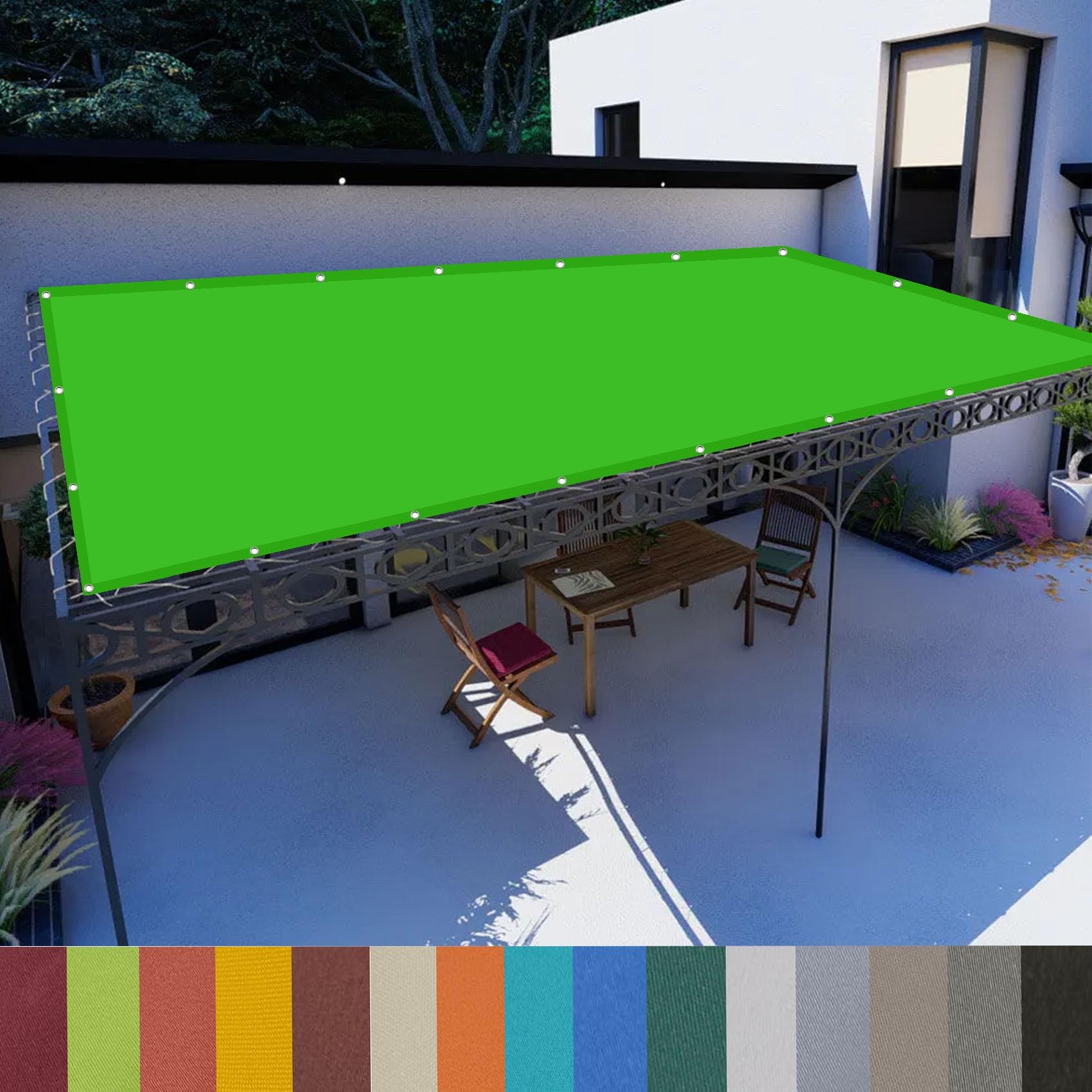 Toile D'Ombrage, 1.5 x 1.5 m Imperméable UV Protection,Rectangulaire, PES Toile D Ombrage Imperméable, avec Oeillets, pour Jardin Terrasse, Vert Tendre