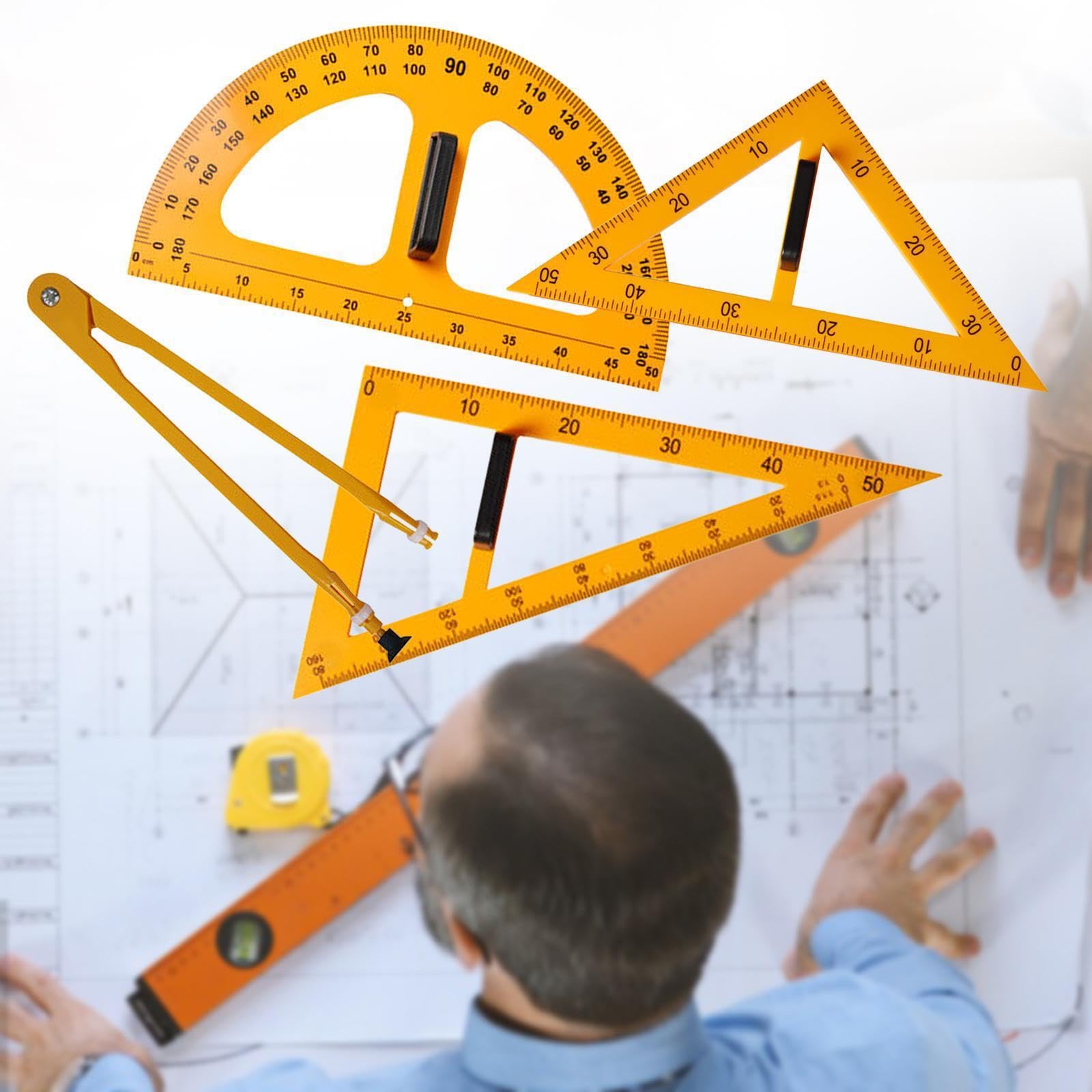 Regla ligera y fácil de sostener para matemáticas y geometría, con números grandes, material de apoyo para el aula, herramienta de dibujo y
