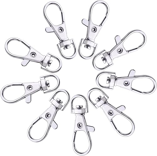 Miniatura 8 de BronaGrand 50 ganchos giratorios con cordón a presión, anillos fuertes y cierres de langosta, clips de gatillo para bolsas de bricolaje, joyas y