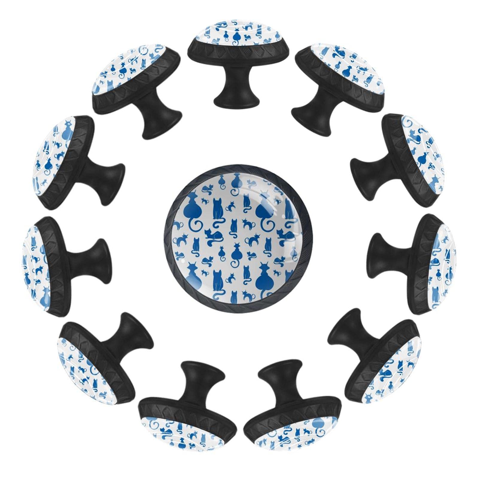 Boutons de tiroir chat bleu lot de 12 pièces 35 mm pour commode et meuble enfant