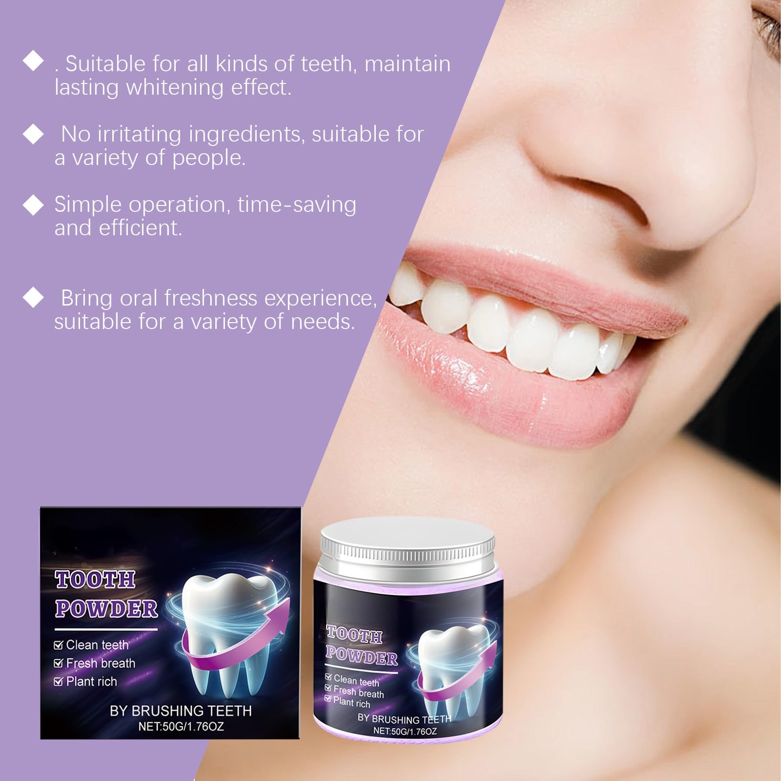 Gearvix Advanced Polvere Sbiancante per Denti, Dentifricio Sbiancante, Polvere Dentifricia Minerale Naturale, Aumenta lo Sbiancamento Naturale dei Denti e Dona un Alito Fresco a Lunga Durata,2PCS