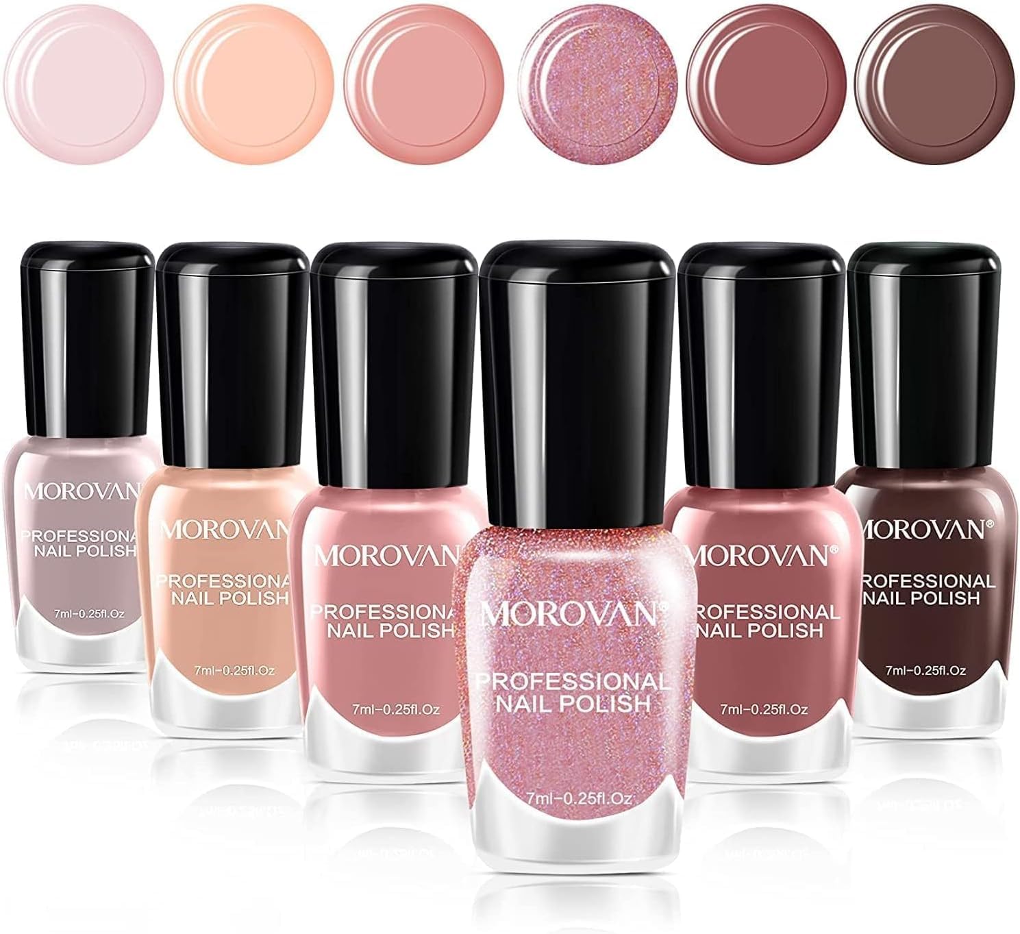Morovan Kit de Pintauñas: 6 Colores Conjunto De Esmalte De Uñas Vegano Puro De 0.25 Oz Esmalte Uñas De Rosa Desnudo Secado Rápido Conjunto De Pintauñas Para