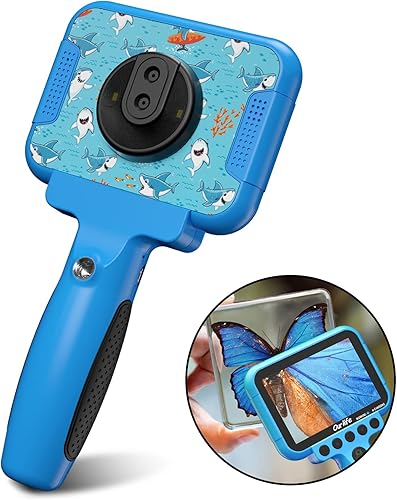 Ourlife Cámara para niños de 1080p FHD 60x Macro Kids con función de lupa cámara de video digital pantalla grande de 35 pulgadas con tarjeta TF de