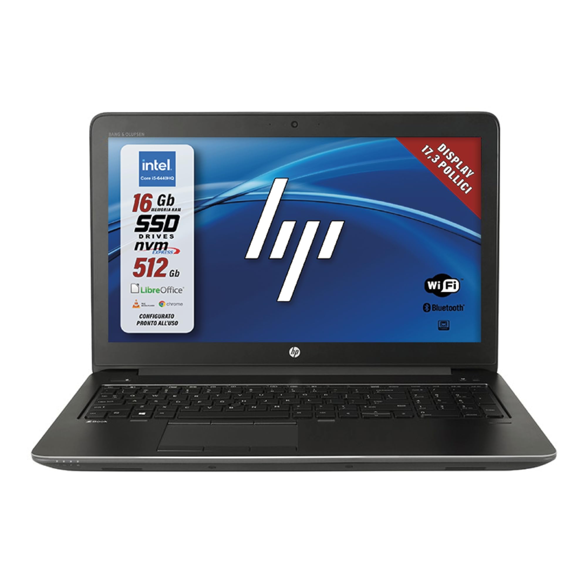 HP ZBook 17 Mobile Workstation - display 17.1" 1600 x 900 - Intel Core i5 6440 4 Cores 4 Threads 2.6Ghz - 16 GB RAM - 512 GB, W 10, Libre, pronto all'uso (Ricondizionato)