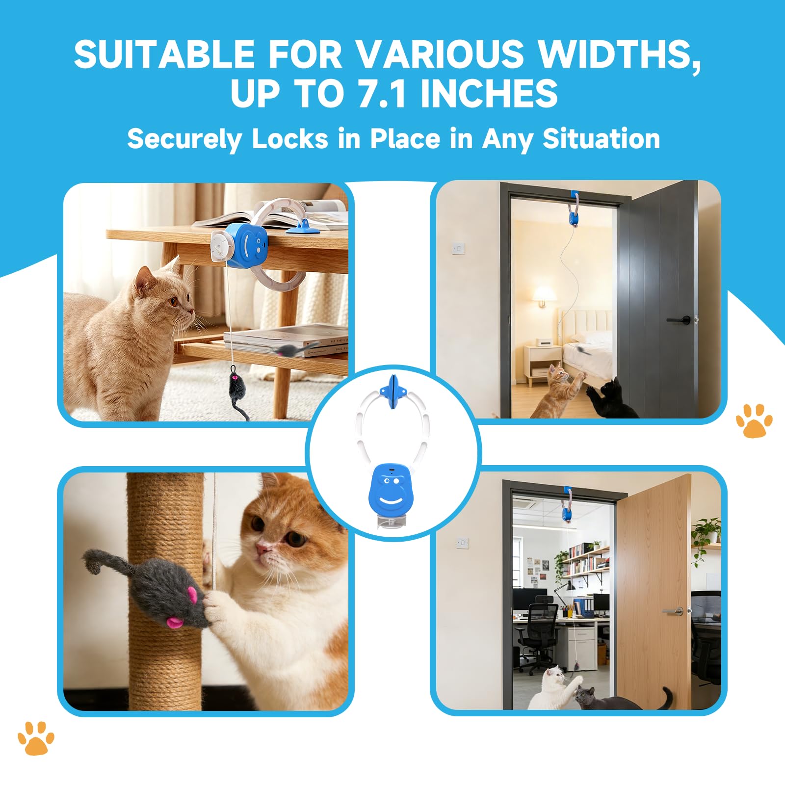Juguete interactivo para gatos debajo de la puerta, giratorio automático de 360° con activación de movimiento, recargable por USB-C, silencioso, juguete para gatos y gatitos adultos aburridos