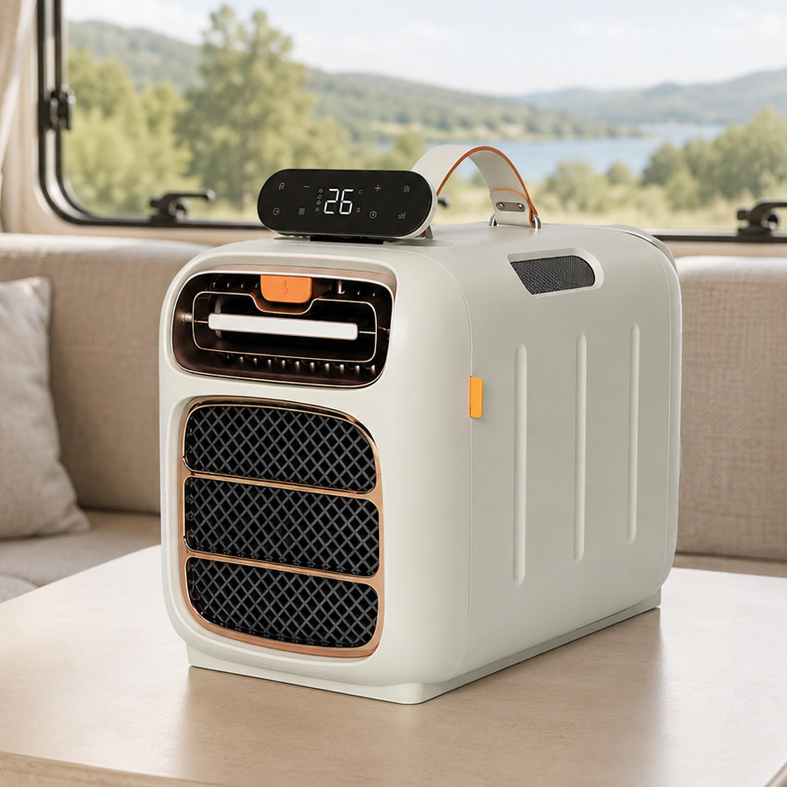 lilishangmao Portable Compressor Air Conditioner, 4700 BTU Camping Air Conditioner with 4 Modes, Dual-Hose Exhaust, Adjustable Timer and Remote Control for Tents, Campervans and Bedrooms