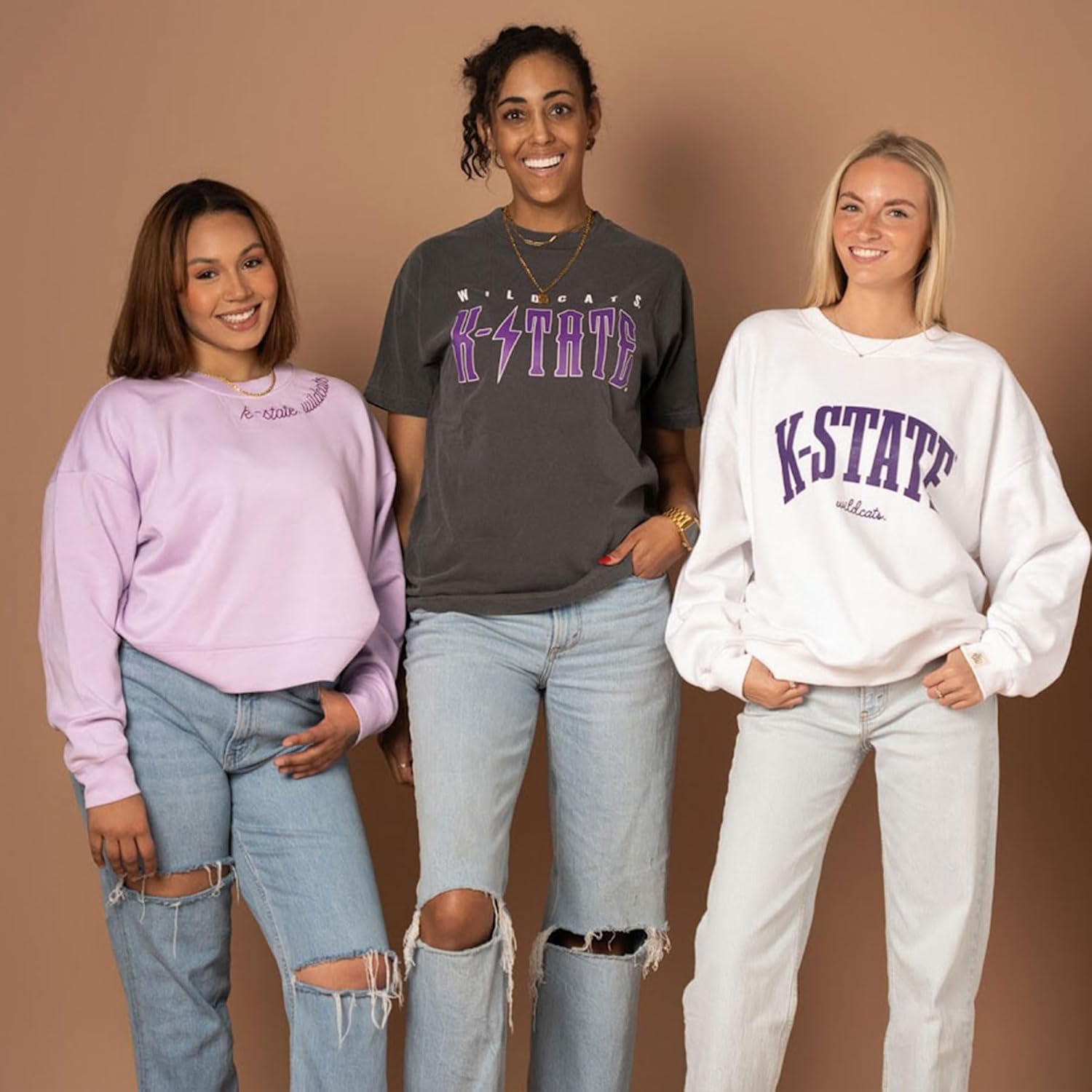 Fan Girl Kansas State Wildcats Sweatshirt, Collegiate Supersoft Crop, K State Women’s Apparel, Purple, Sizes S-2XL