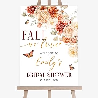 Falling in Love Bridal Shower Welcome Sign, Fall In Love Wedding Signs, Autumn Decoration for Bride To Be Sign, Gifts for Bride, Welcome To Bridal Shower Party, Wedding Decor Entrance Poster