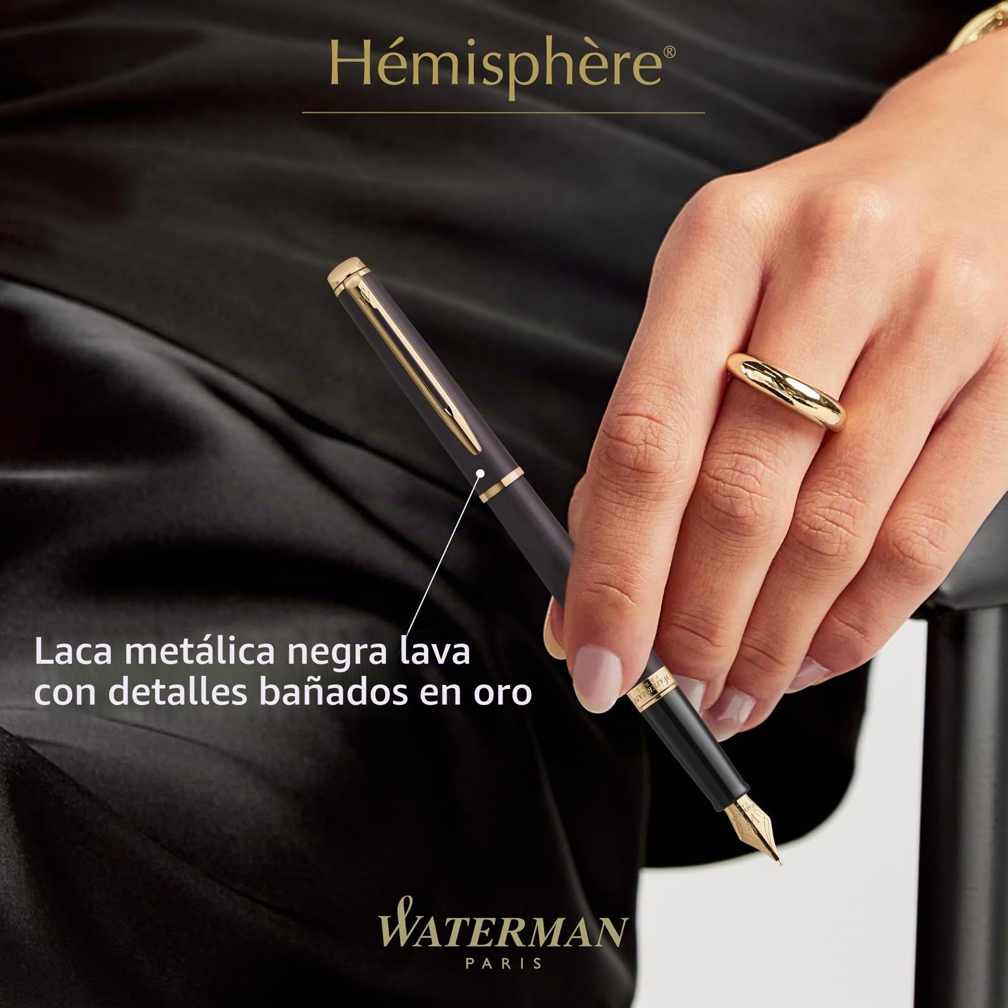 Waterman Hémisphère Pluma estilográfica | La Edición Discreta | Negro lava | plumín mediano de acero inoxidable | estuche de regalo