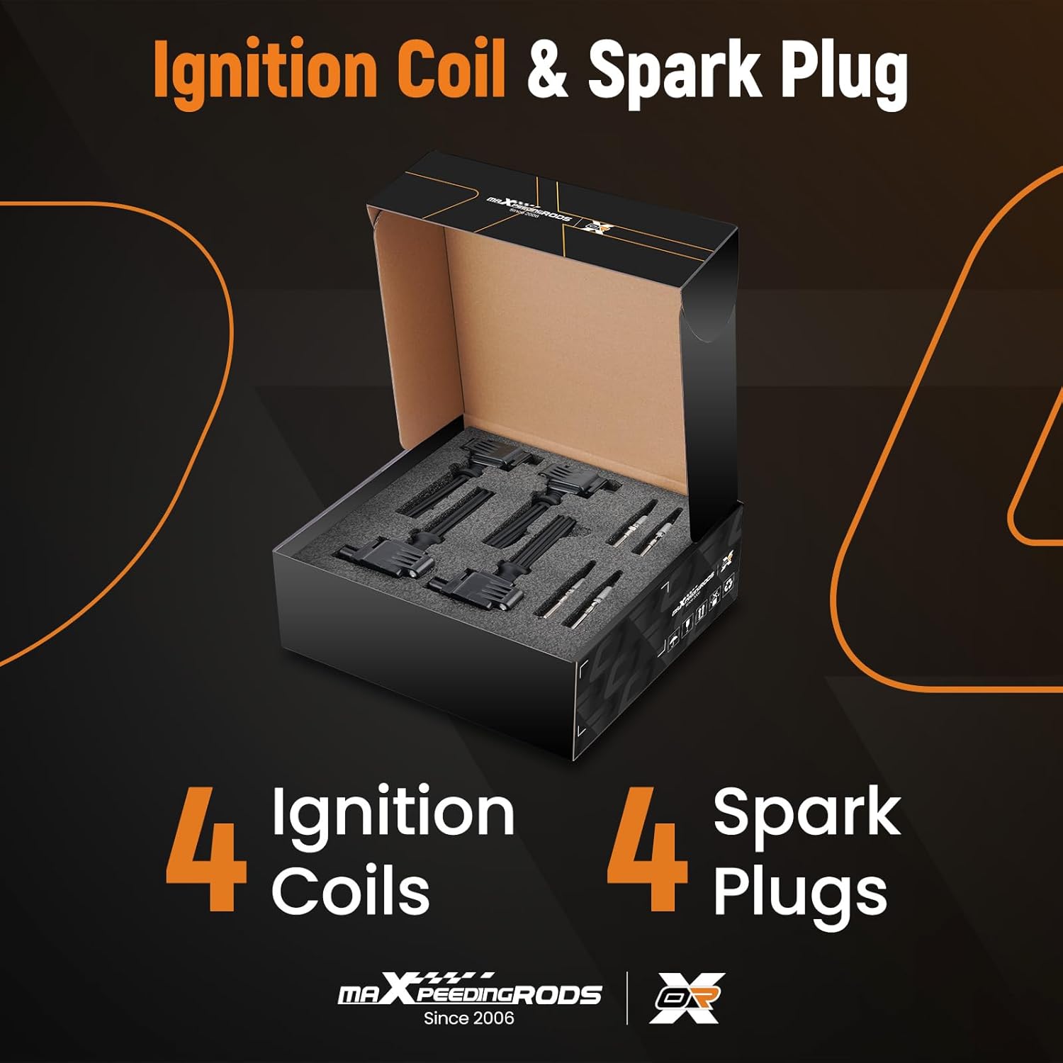 maXpeedingrods UF670 Set of 4 Ignition Coil Pack and Iridium Spark Plugs Fit for Land Rover Lincoln Ford 2.0L 2.3LL4 2012-2020, for Jaguar XE XF, Ignition Coil Kit Replaces UF-670