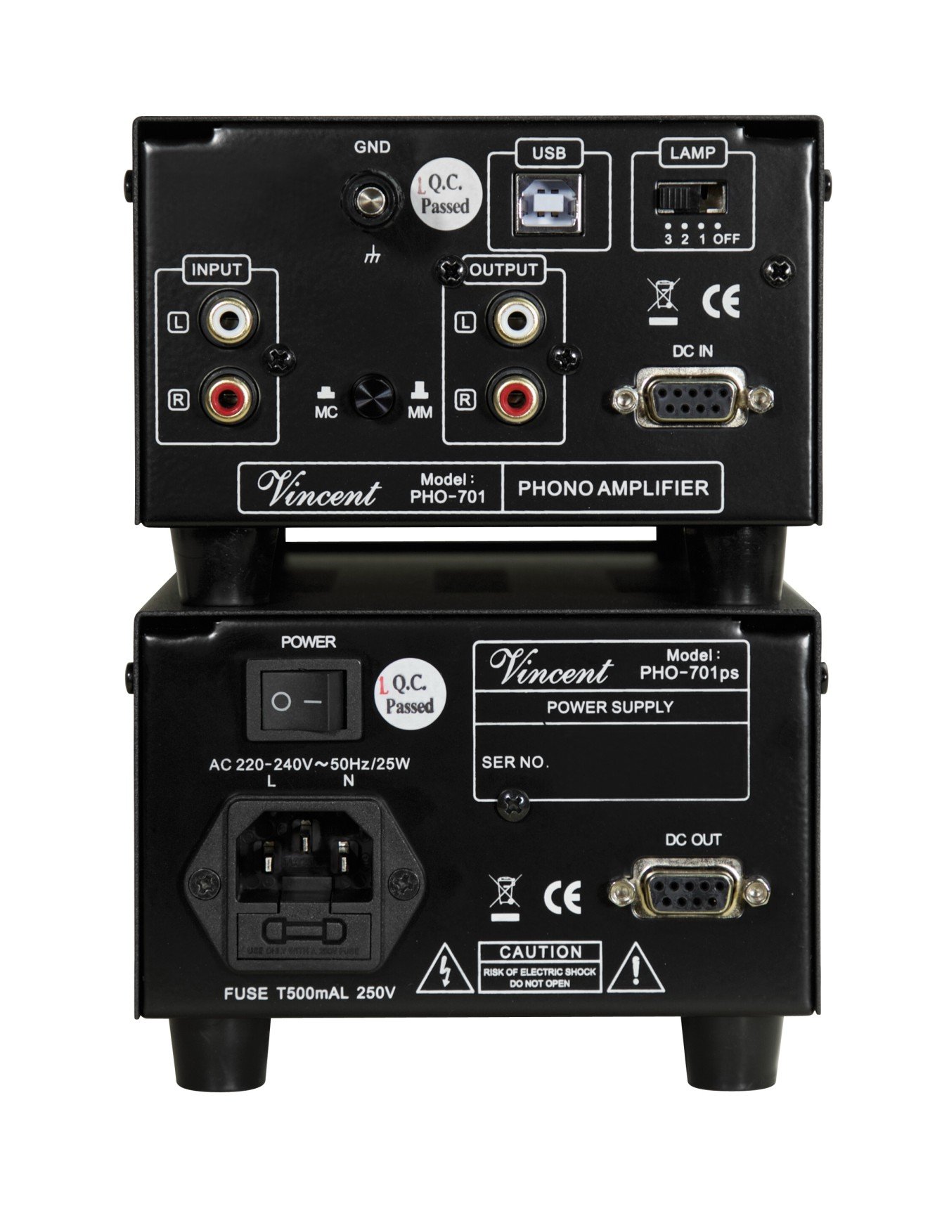 Vincent PHO-701, High-End Röhren-Phono-Vorverstärker, externes Netzteil, USB-Ausgang zum Digitalisieren von Vinyl-Platten, für MM und MC-Abtastsysteme, schwarz
