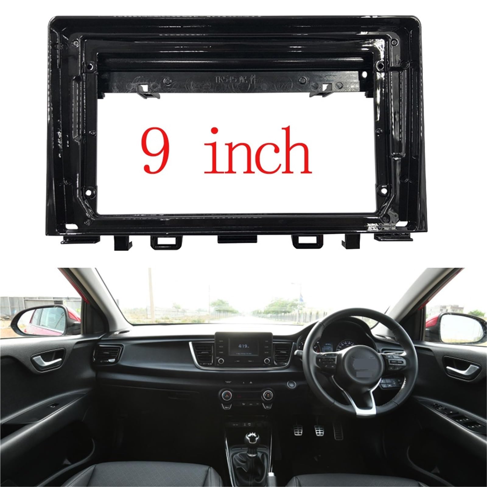 Ramka do radia Pasuje do KIA RIO 2017-2019 nawigacja samochodowa GPS wieża stereo oblicowania rama panelu pasuje 2Din 9 cali w desce rozdzielczej ekran radioodtwarzacza Autoradio Rahmen | Frame an cord-A
