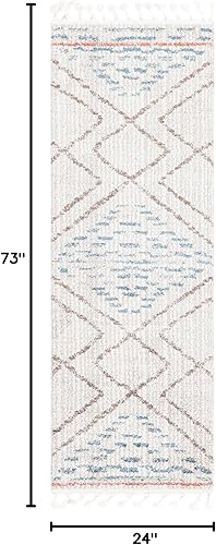 Vista 2 de Unique Loom Aramis Collection - Alfombra Kavi (2 pies x 6 pies 1 pulgada, marfil/azul)