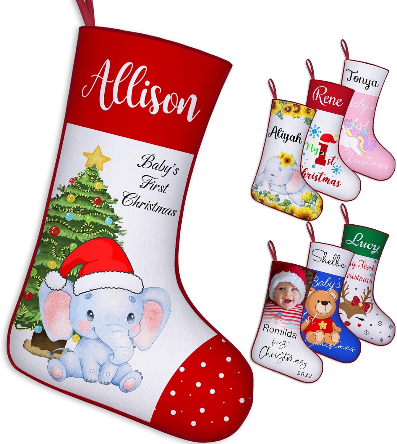 Personalized Baby's First Christmas Stocking Custom Baby Name 1st Made