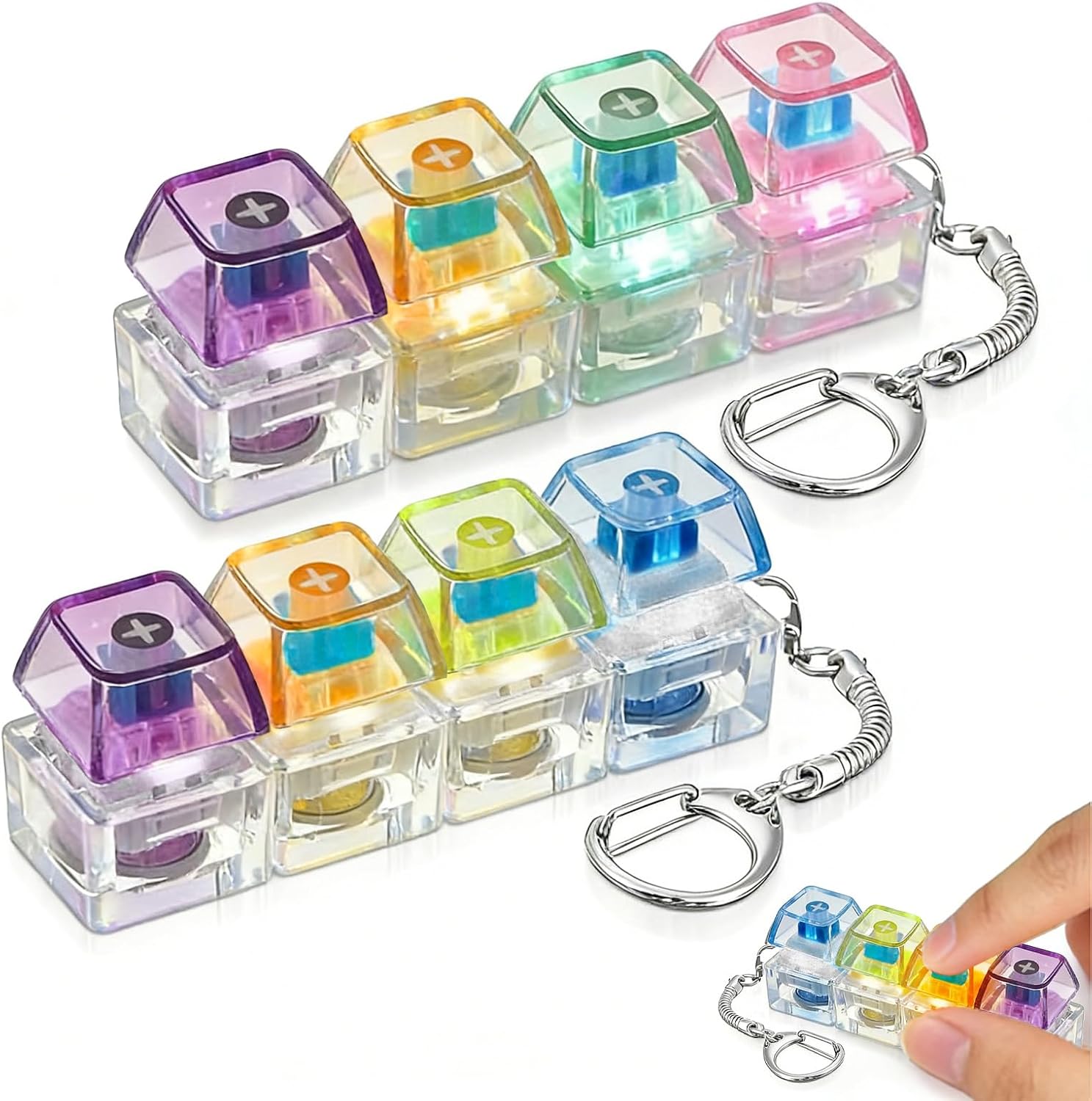 Pack of 2 Keyboard Fidget Keychain for Adults Office Travel B