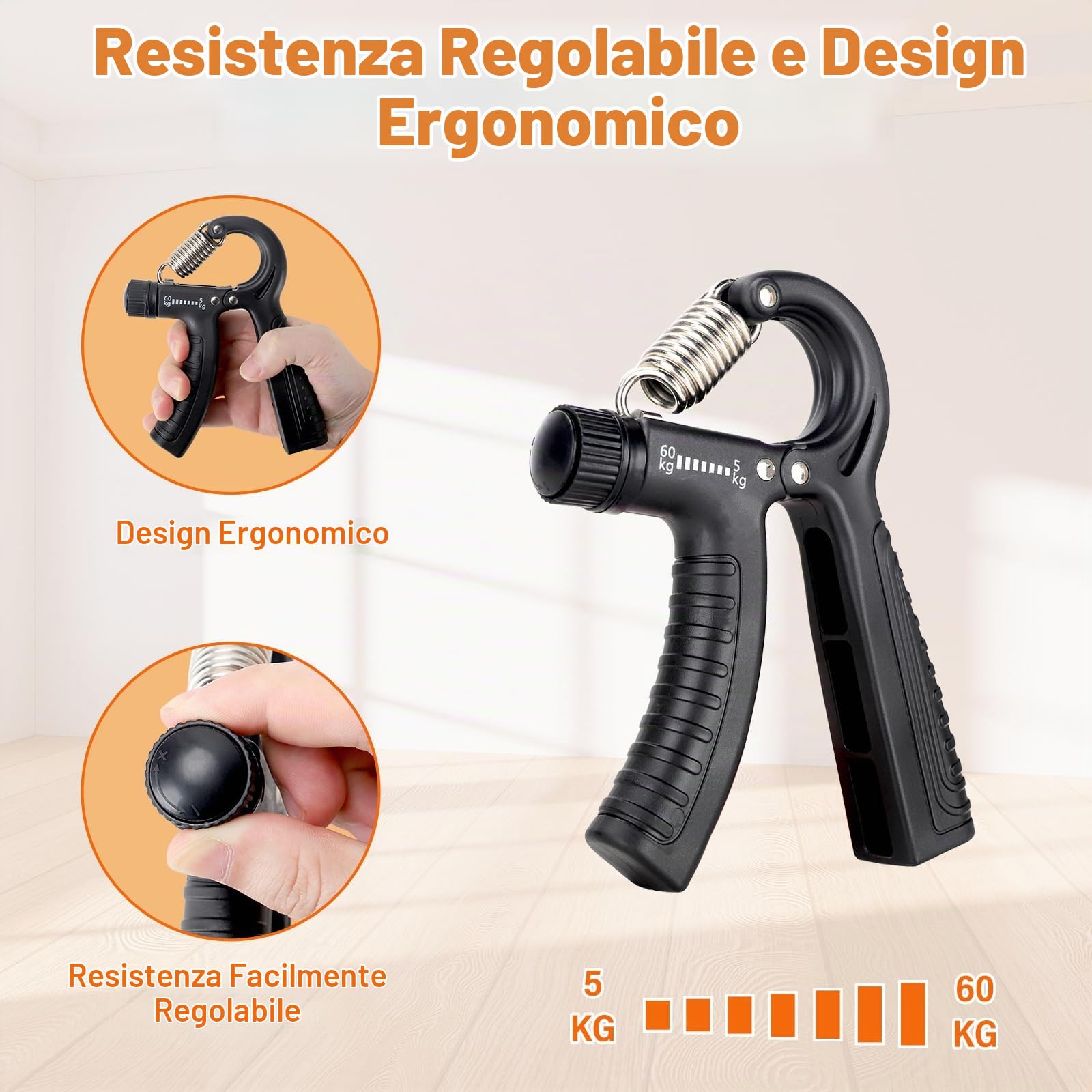 Set di manubri regolabili, coppia di pesi da 11 kg/24,5 kg, impugnatura antiscivolo con meccanismo di bloccaggio di sicurezza (Nero 24.5kg x2 (10 livelli di regolazione))
