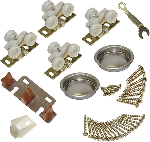 Miniatura 1 de Johnson Hardware Herrajes para puerta de derivación deslizante serie 138F964D 138F (sistema de 4 puertas de 24 pulgadas, 96 pulgadas en total)