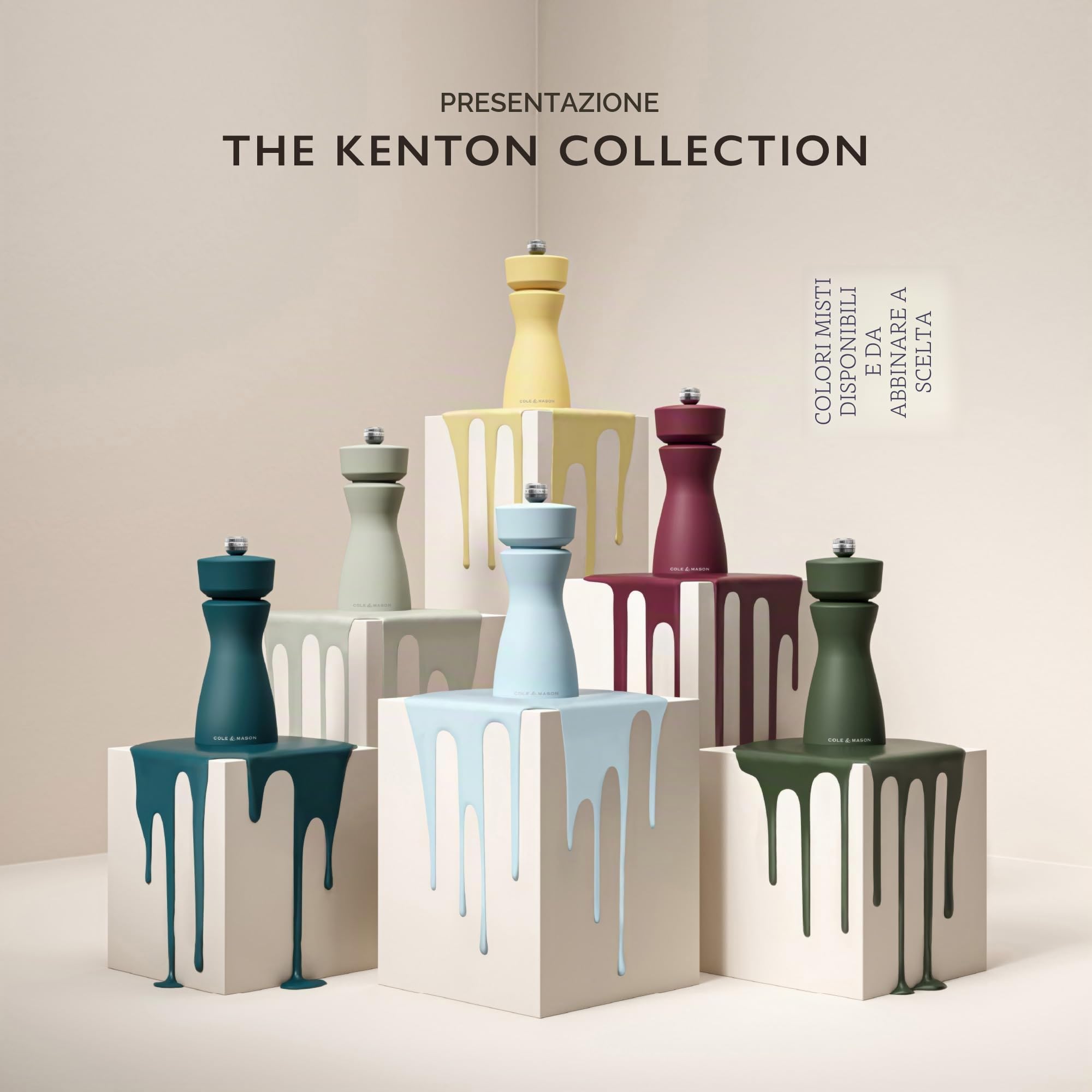 Cole & Mason Kenton Macinasale e Pepe, Sale Marino, Macinatura Regolabile, Meccanismo in Ceramica Durevole, Include 1 Macinino, 15cm