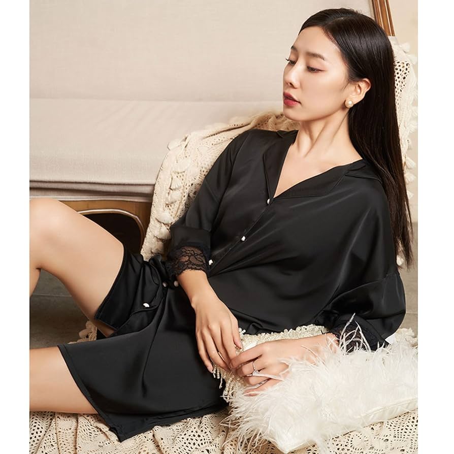 ネグリジェ ワンピース 2色 M-XL 長袖 Vネック レース 25zm93 ネグリジェ パジャマ レディース 春夏秋 長袖ワンピース vネック