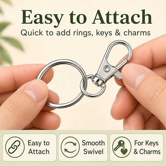 100PCS Keyring Making Kit – 50 Keychain Clips Hooks + 50 Key Rings for DIY Keyrings Keychains Jewellery Lanyards, Swivel Lobster Clasp Set for Crafts, Silver Metal Key Ring Hoops | Keychain Clip with Key Ring Craft Supplies for DIY Keychains, Jewelry & Lanyard Projects