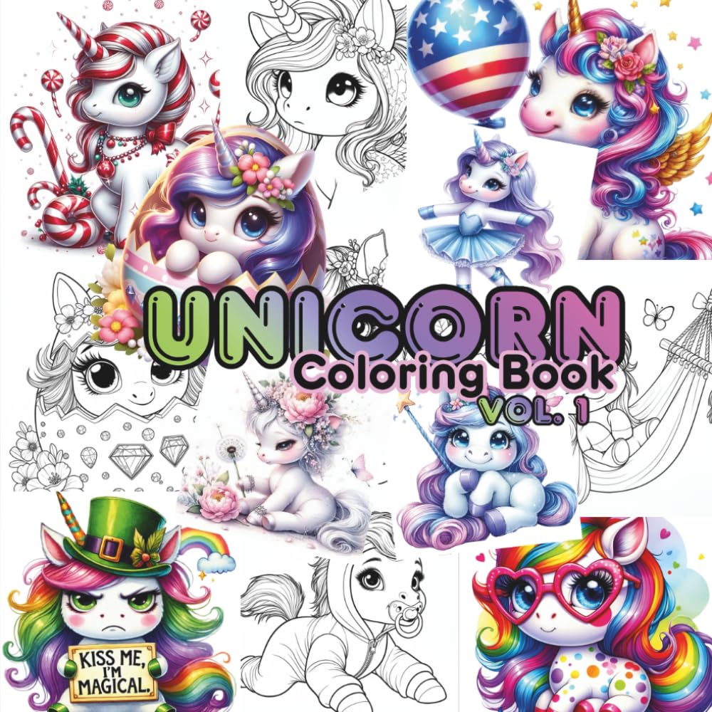 Stress‑Relief Unicorn Coloring Pages for Pure Joy & Imagination: Cute & Adorable Unicorn Coloring Pages for Kids, Teens & Adults