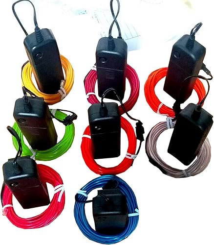 Miniatura 2 de Cable electroluminiscente de luz de neón de 15 pies con batería (paquete de 8 unidades, azul, verde, rojo, blanco, naranja, morado, rosa, amarillo)