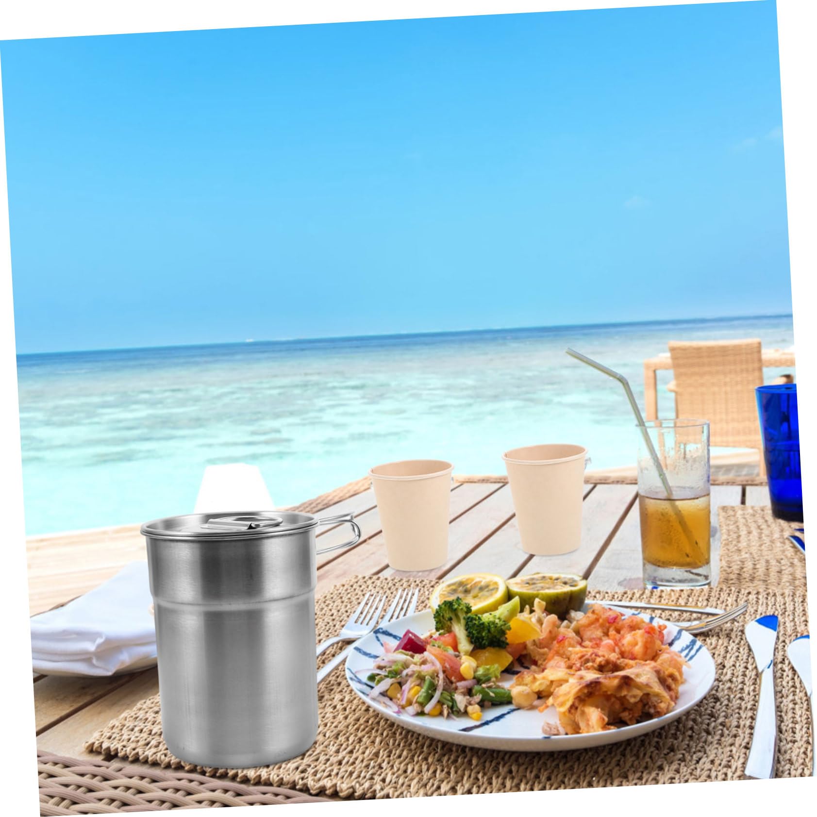 2stücke Teiliges Set Faltbare Campingbecher Mit Griff Leichte Stapelbare Tassen Für Outdoor-aktivitäten Und Rucksacktouren Für Kaffee Und