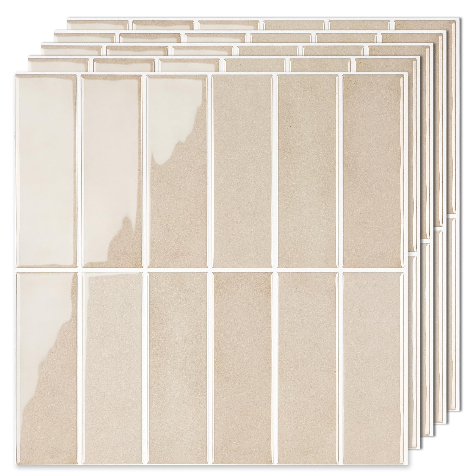 VEELIKE Crédence Adhésive Cuisine Marbre Beige 3D – 24 Carreaux 30.5x30.5 Cm | Stickers Muraux Imitation Marbre Luxe, Facile à Poser & Imperméable