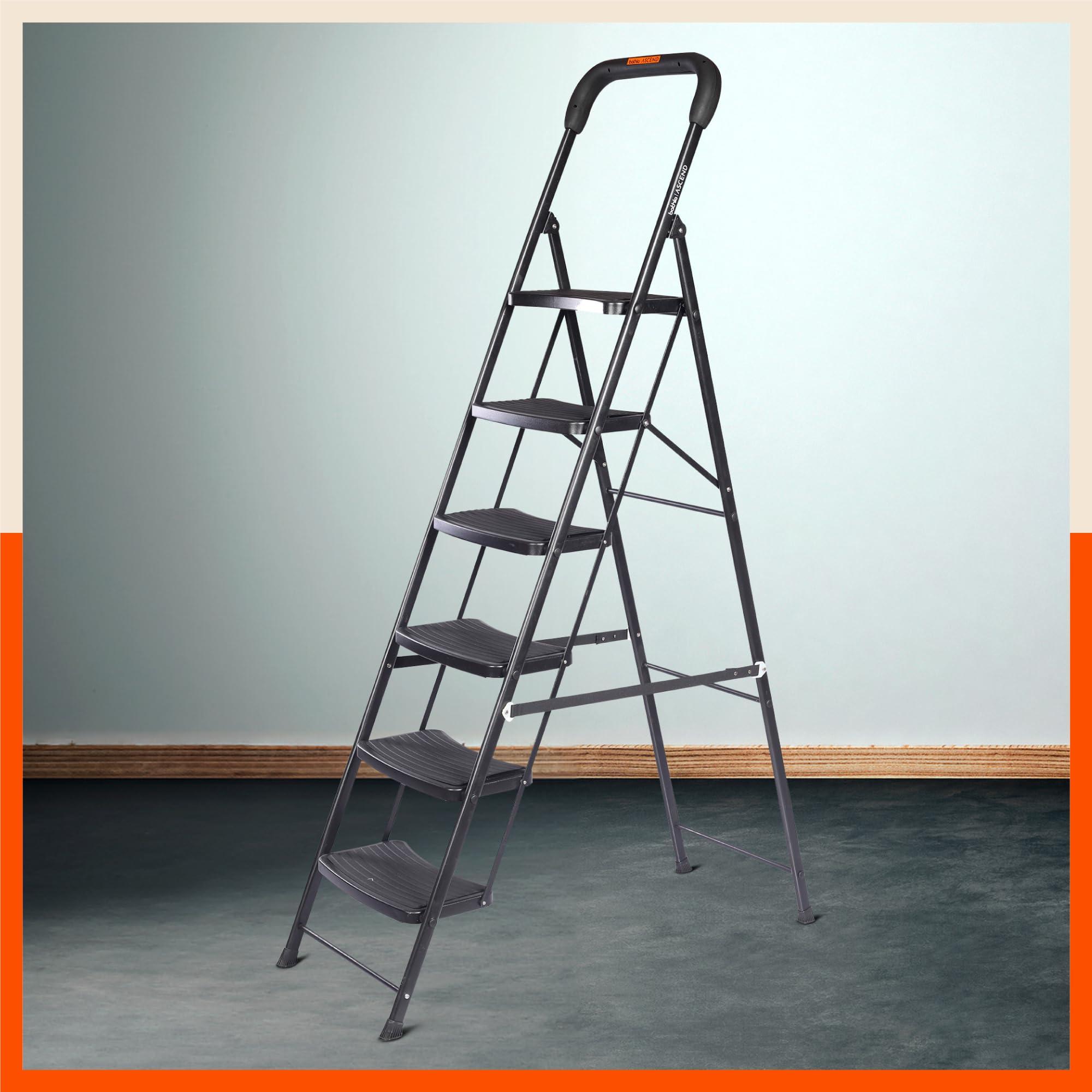Bathla Ascend 6 Step Heavy Duty Steel Ladder for Home - Black (B0BRKJ1CT2) Amazon Price History, Amazon Price Tracker