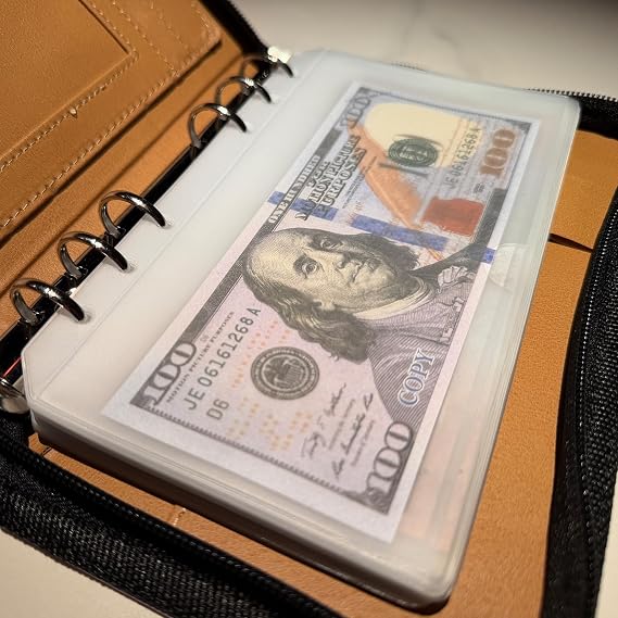 UMSICHT 25pcs A6 Binder Pockets with No Zippers, Semi-Circular Opening, Zipless Budget Envelopes for Cash System, A6 Binder Pouch for 6 Ring Binder, Money Folder Organizer for Cash.