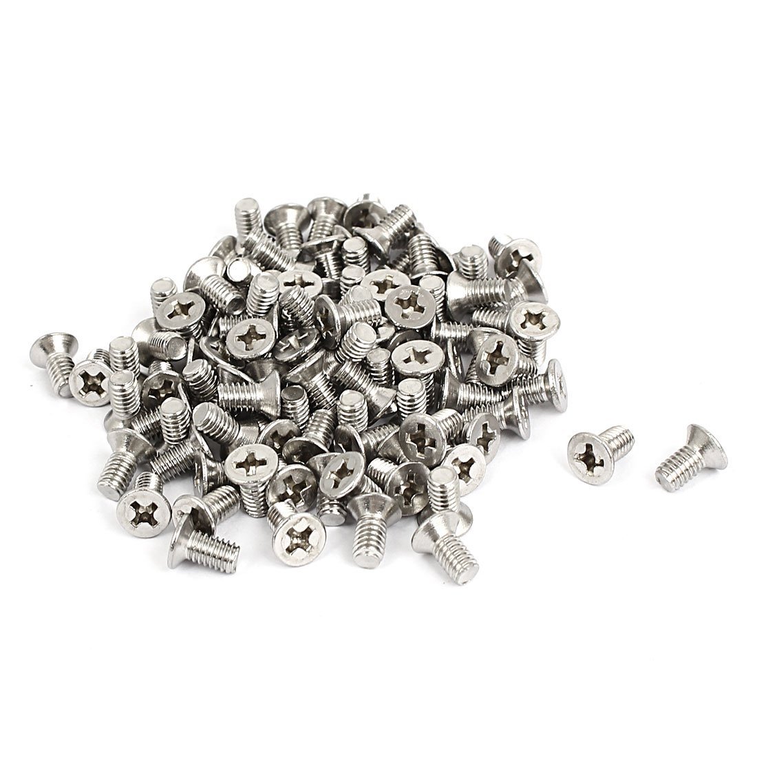 Uxcell Silver Sourcing Map M4x8mm Countersunk Flat Head Phillips Screw Bolts 100Pcs