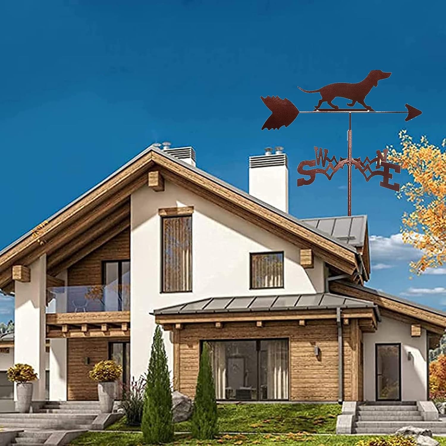 IOCCIOBB Animal Weather Vane Retro Dog Weathervane for Outdoor Garden Decoration Stainless Steel Creative Garden Iron weathervane