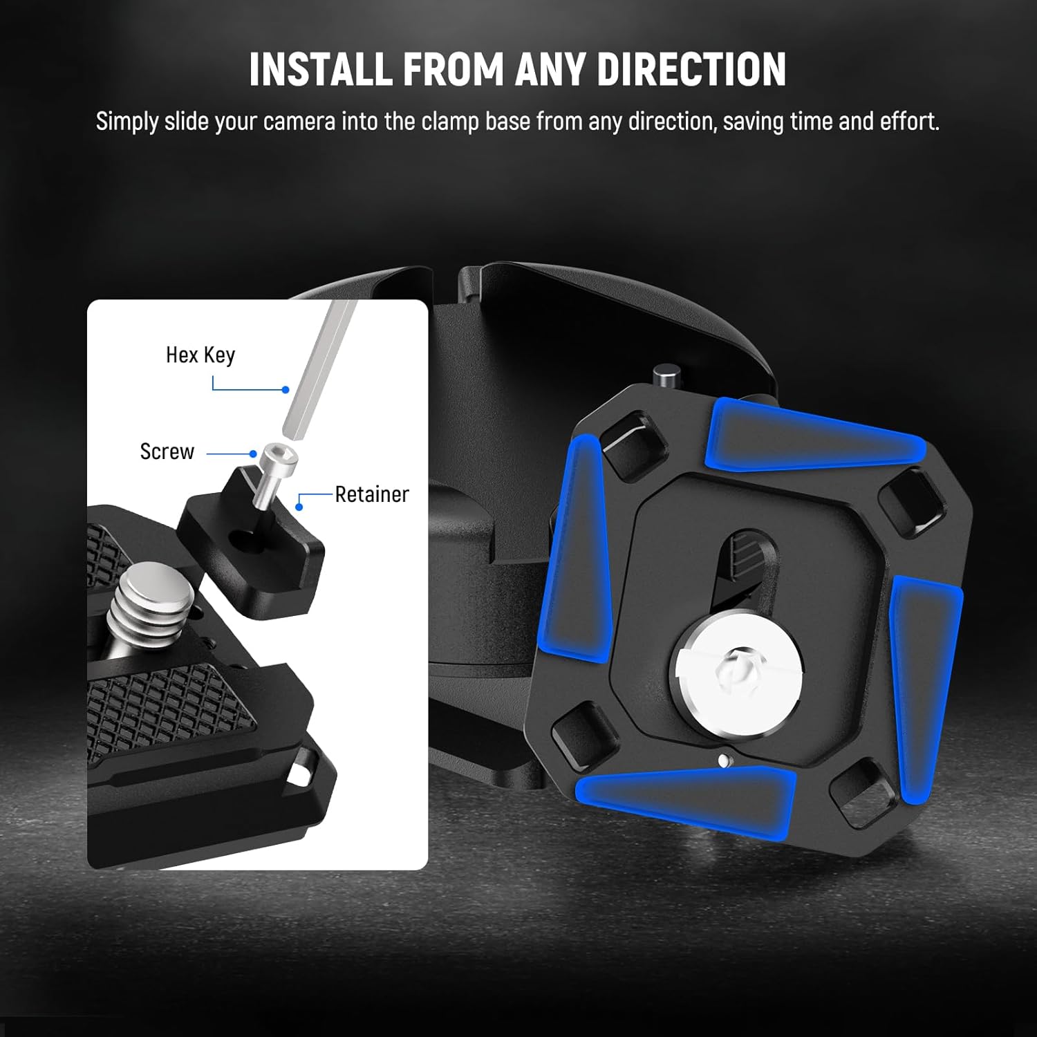 NEEWER GM47B Quick Release Plate Kit, Anti Twist Auto Lock Square QR Camera Tripod Mount Adapter & Clamp Base Compatible with DJI Ronin RS 4 Pro RS 3 RS 2 Compatible with PD