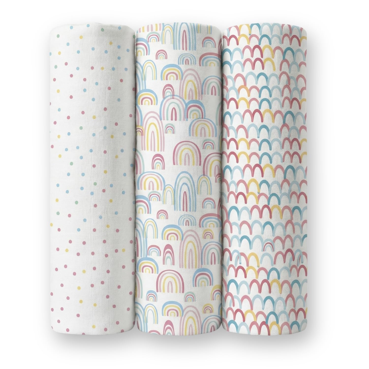 haus & kinder 100% Cotton Muslin Swaddle Wrap for New Born Baby | Pack of 3 (100×100 cm) | Baby Blanket & Swaddles for Newborn | Rainbow Collection
