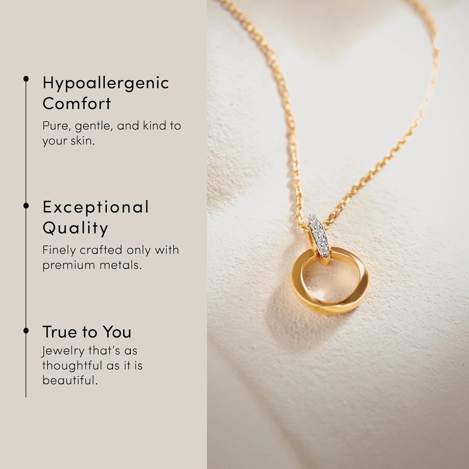 Mobius Loop 1/20 Carat Lab Grown Diamond Necklace for Women, 925 Sterling Silver Necklace with 14K Gold Vermeil, Hypoallergenic 925 Sterling Silver Jewelry for Christmas, Anniversary & Birthday Gift - Image 3