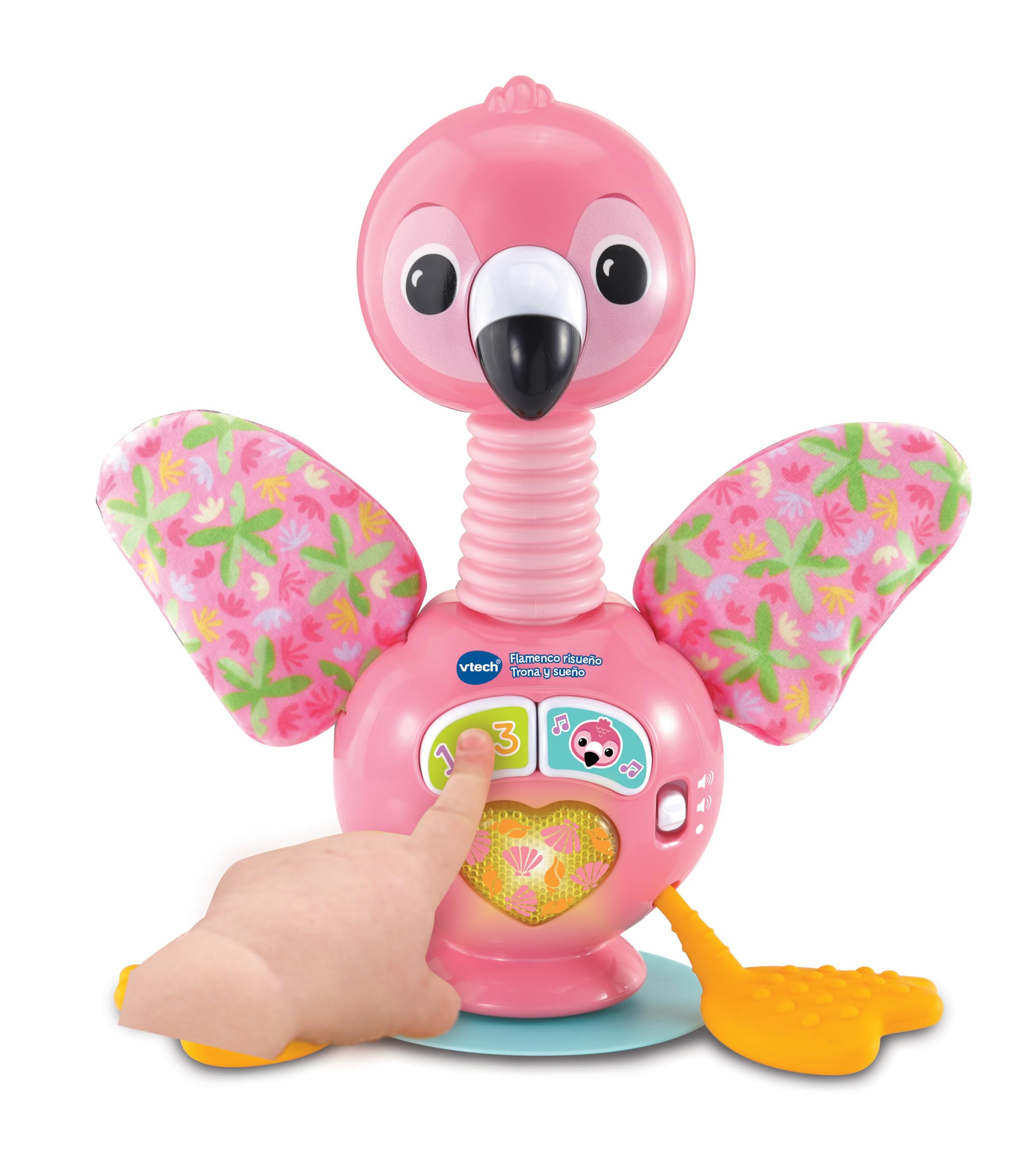 VTech-Baby Flamenco risueño Trona y sueño, Juguete para bebés +6 Meses, Botones interactivos y Base de Ventosa, Versión ESP