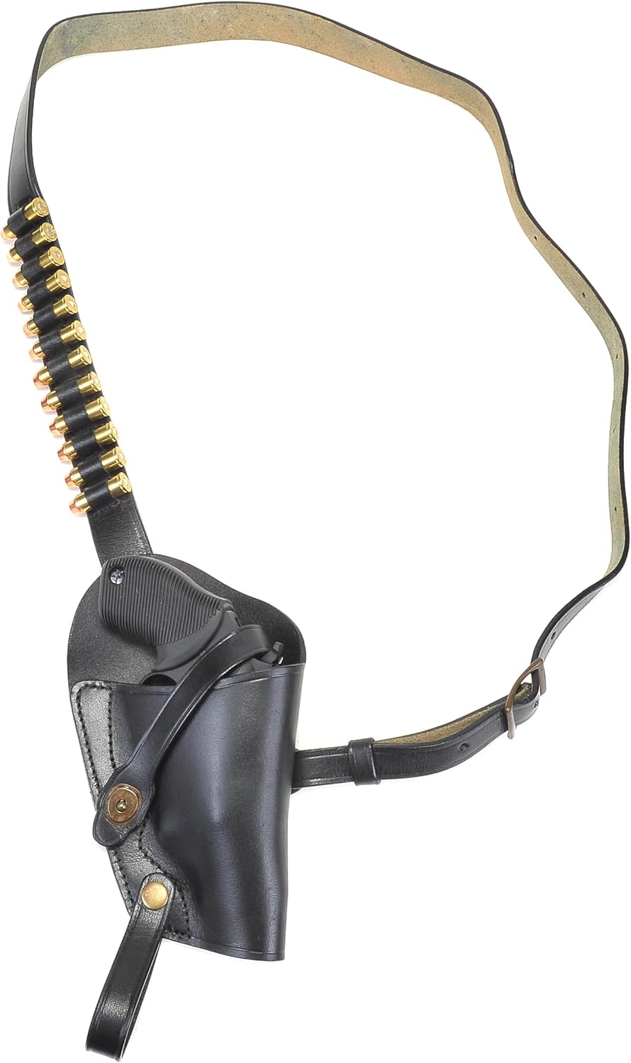 World War Supply Black Leather Shoulder Holster with Shell Loops fits Taurus Judge Public Defender Poly