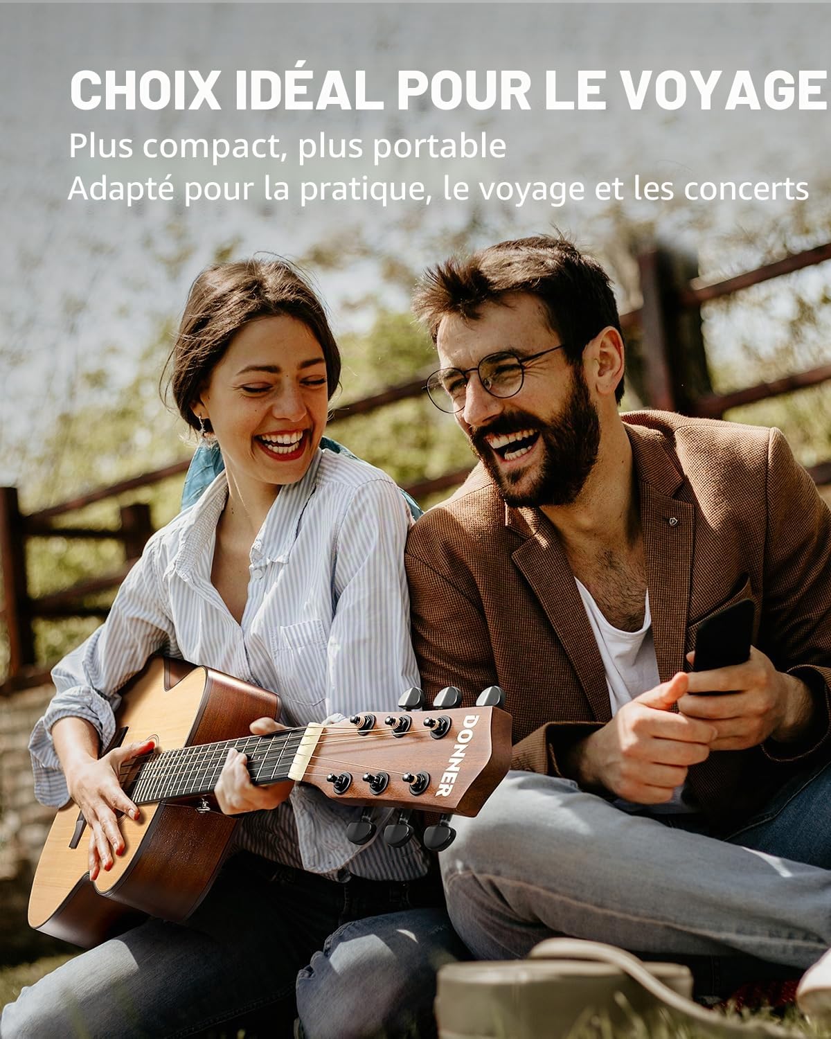 Donner 3/4 Guitare Acoustique Adulte Debutant Guitare Folk 36 Pouces Guitare Kit de Voyage avec Sac Capo Tuner(Naturel)